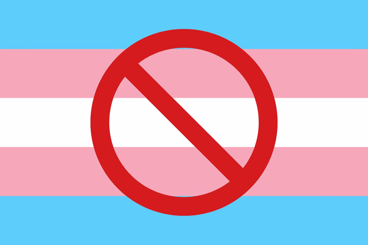 Transgender flag with a no entry symbol
